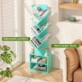 thumbnail image 3 of LELELINKY Tree Bookshelf, 7-Tier Zigzag Bookcase with 2 Shelves, Vertical Storage Shelf for Books & Décor, Space-Saving Design, Teal, 3 of 8