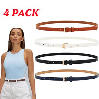 5234 4 Pack Women Skinny Belts For Jeans Dress Ladies Thin Waist Belt Set of 4 Women Skinny Leather Belt Thin Waist Belt with  main image 3