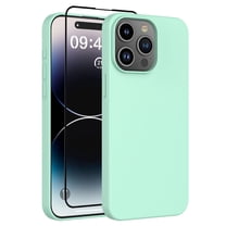 iPhone 15 Pro Max Phone Case with Screen Protector, Liquid Silicone Case Cover for Apple iphone 15 Pro Max, Ebizware Full-Body Protective Case Shockproof Cover with Microfiber Lining (Mint Green)