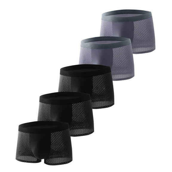 Riecok Mens Briefs Underwear Pack Mid-Rise Stretch Breathable Fashion Soft Athletic Underpants 5PC Black XXL