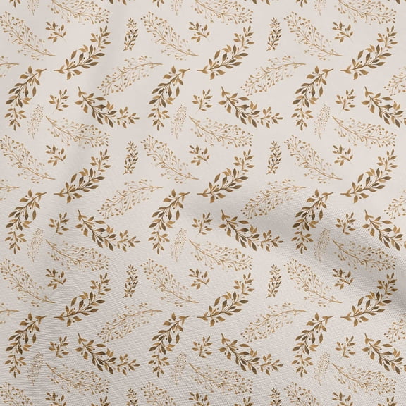 oneOone Rayon Brown Fabric Leaves Sewing Material Print Fabric By The Yard 56 Inch Wide
