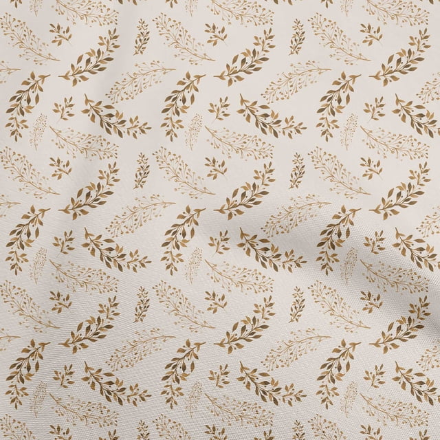 oneOone Rayon Brown Fabric Leaves Sewing Material Print Fabric By The Yard 56 Inch Wide