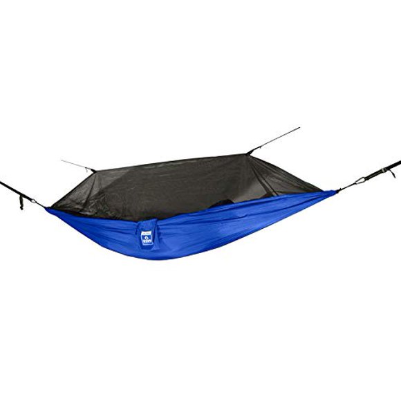 Oak Creek Lost Valley Camping Hammock. Bundle Includes Mosquito Net, Rain Fly, Tree Straps, Compression Sack. Weighs Four Pounds, Perfect for Camping. Lightweight Nylon Single Hammock.