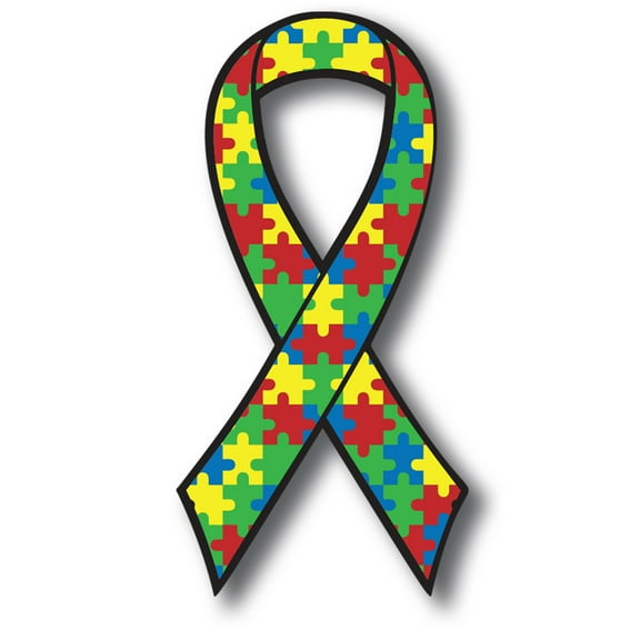 Magnet Me Up Autism Awareness Puzzle Ribbon Magnet Decal, 3.5x7 In, Vinyl Automotive Magnet