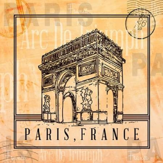 Paris Stamp I Canvas Art - Gina Ritter ()
