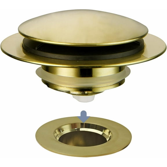 Gold Brushed Tub Drain Stopper,Universal Pop Up Bath Drain Plug Bathtub Drain Stopper,Osmanthus Conversion Kit Assembly,Replaces Lift and Turn,Tip-Toe Plug Stopper for Tub,EZ Install(Gold Brushed)