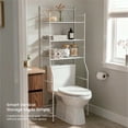 thumbnail image 3 of Home Zone Living 3-Tier Over the Toilet Bathroom Storage Organizer with Wide Stabilizing Base, Matte White, 3 of 8