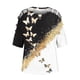 thumbnail image 4 of Sexy mujer Casual impreso media manga Halter collar Clod hombro pulóver blusa camiseta Tops Fridja bn1688, 4 of 5