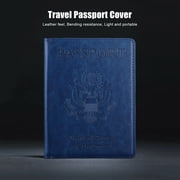 Passport Holder Travel Wallet Blocking Case Cover, Premium PU Leather, Slim ID Card Holder (Blue)