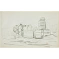 thumbnail image 3 of Charles François Daubigny 24x16 Black Modern Framed Museum Art Print Titled - Study of a Group of People with Barrels (C. 1863), 3 of 5