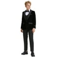 thumbnail image 3 of Boys Suit Set 3pc Velvet Satin Shawl Lapel Jacket With Matching Vest & Pants Free Shirt & Bow Tie-Slim Fit, 3 of 5