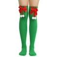thumbnail image 2 of Christmas B Sheer Stockings for Women Winter Stockingschristmas Bow Hairball Thigh High Long Stockings Over Knee Socks Christmas Cosplay Party Costumes Socks Knee High Long Striped Stocking Socks, 2 of 5