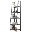 thumbnail image 2 of JOMEED Industrial 5 Tier Open Shelf Ladder Bookcase, Gray & Brown, 2 of 9