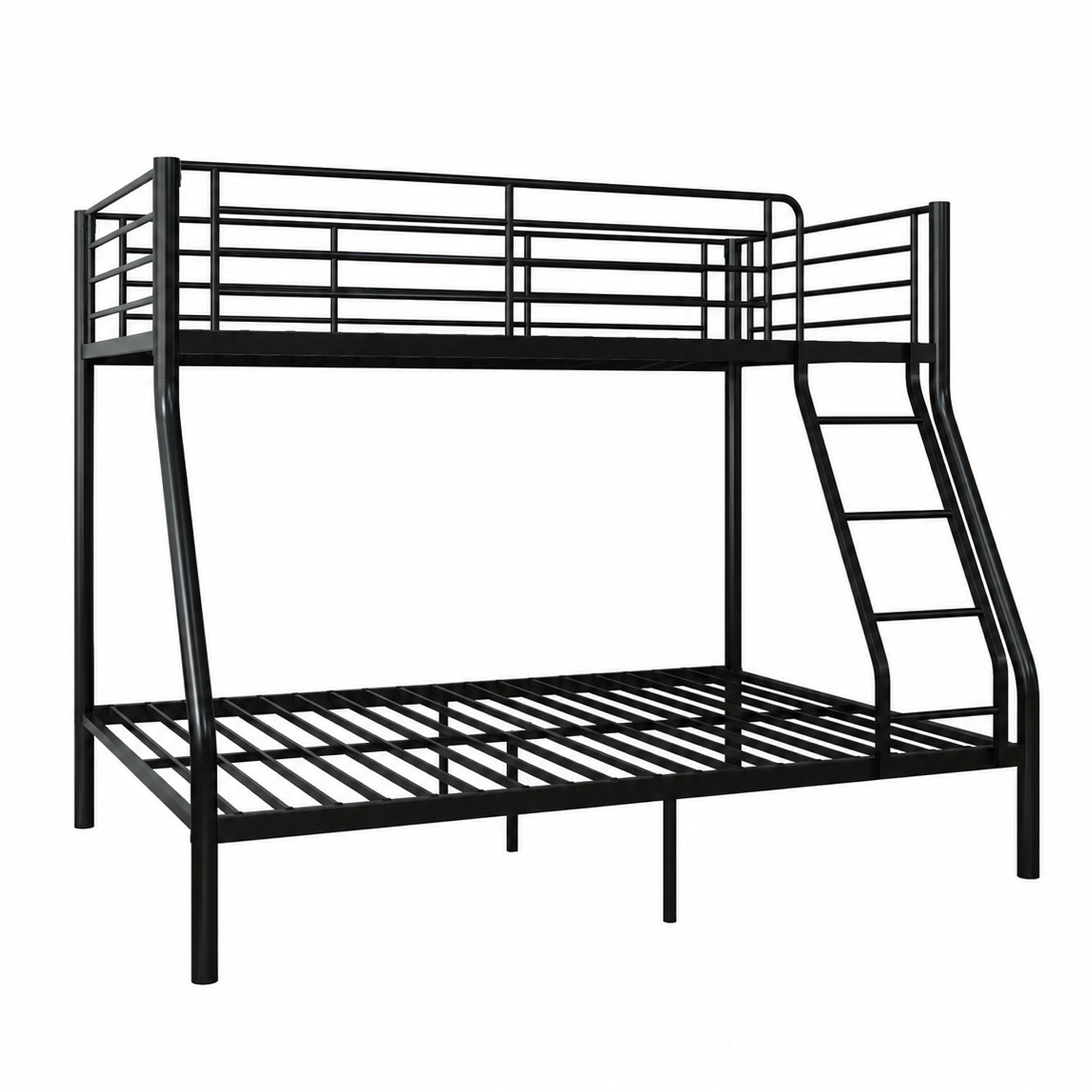 Bunk Beds Twin Over Full Size, Heavy-Duty Metal Frame with 990 lbs Bottom Capacity, High Guardrails,Noise-Free Slats, No Box Spring Needed, 1-Box Easy Assembly for Kids Teens Adults,Black