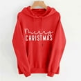 thumbnail image 2 of Drawstring Hoodie for Women Merry Christmas Outfits Letter Printed Casual Loose Hooded Sweatshirt with Front Pocket (2XL, Red 01), 2 of 6