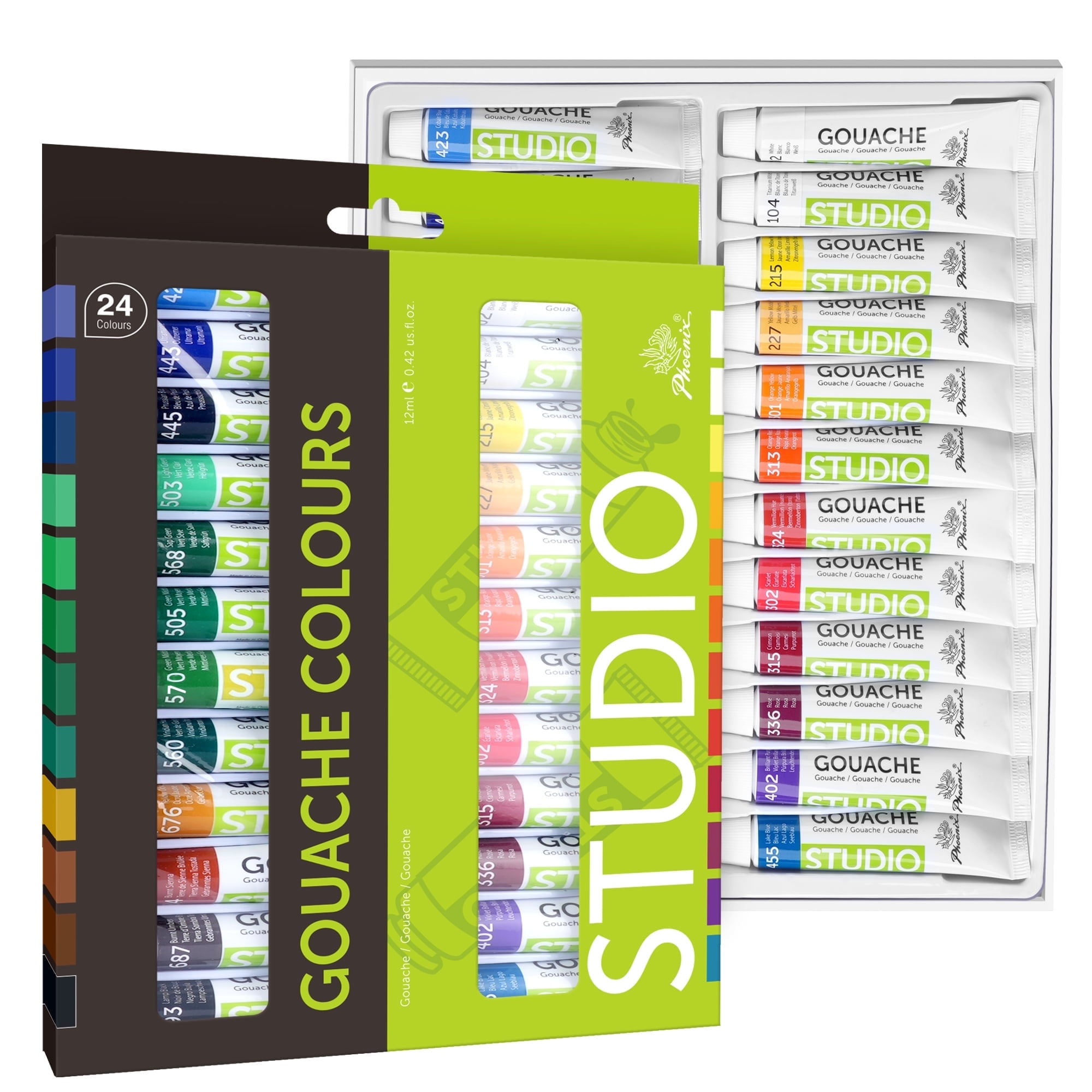 Phoenix 24-Color Gouache Paint Set (12ml Tubes) photo 1