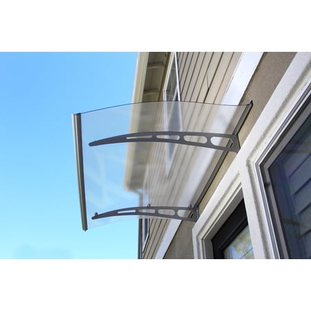 ADVANING 59"x35" Solid Polycarbonate Door Awning, PA Series, Frosted Sheet, Aluminum Brackets, DA5935-PSS3A