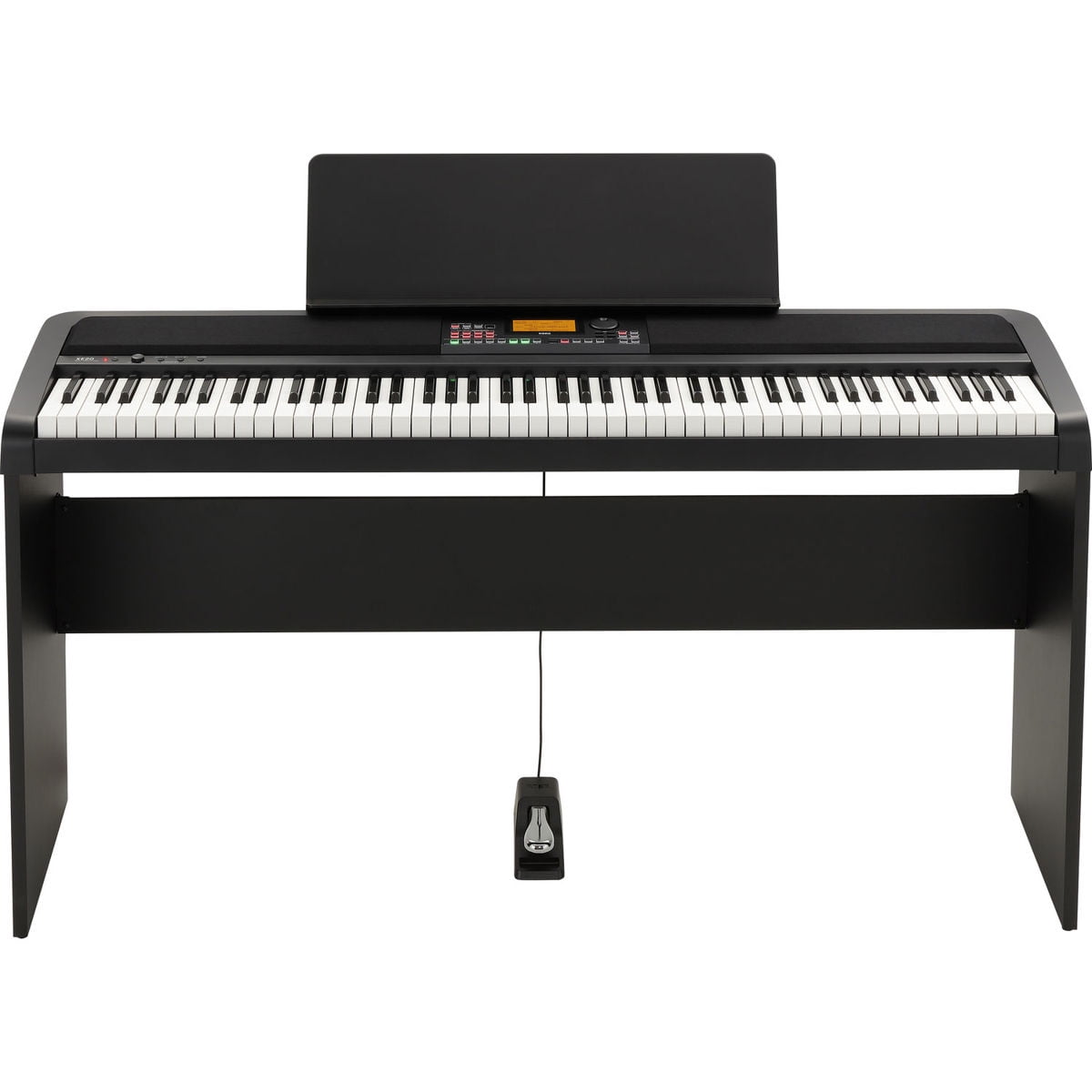 Korg XE20 88-Key Home Digital Ensemble Piano Bundle with Keyboard Stand, Sustain Pedal, H&A Closed-Back Studio Monitor Headphones