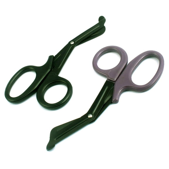 OdontoMed2011 EMT 7.25" Trauma Shears - Stainless Steel Bandage Scissors Fluoride Coated for Nursing Purposes-Sharp 2-pack Scissor Perfect for EMS, Doctors, Nurses, Cutting (Black   Purple) Emt- ODM