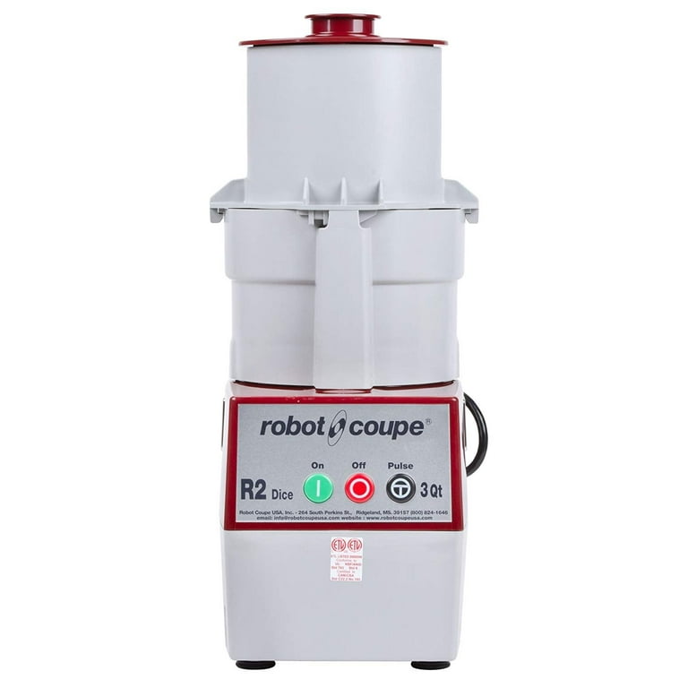 Robot Coupe R2U DICE Combination Food Processor with 3 Qt. / 3 Liter  Stainless Steel Bowl, Continuous Feed & 4 Discs - 2 hp