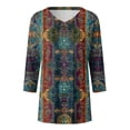 thumbnail image 5 of GEWSEY Boho Tops for Women 2025 3/4 Length Sleeve Tunic Tops Casual V Neck Shirts Basic Tees Business Work Blouses Fall Clothes (Navy, 3XL), 5 of 5