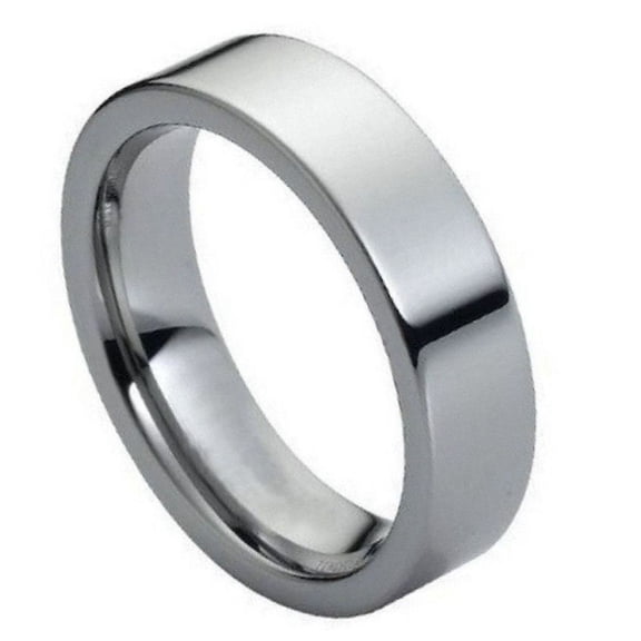 6mm Polished Shiny Flat Pipe Cut Style Wedding Band Ring For Men Or Ladies