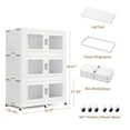 thumbnail image 5 of Broview 960Quart Extra Large Storage Bins, Stackable Collapsible Container Plastic Storage Drawer with Wheels, 240gal Storage Box Cabinet for Home Bedroom Closet, 80gal 3-Pack, White, 5 of 6