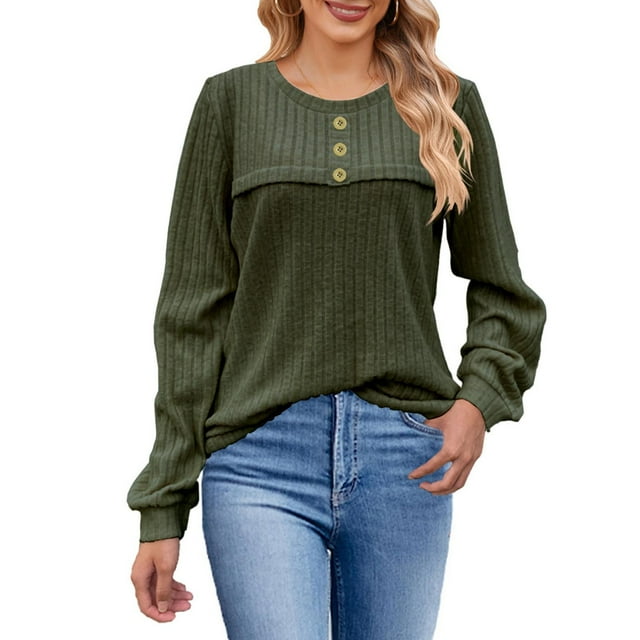 Neewe Long Sleeve Shirts for Women Fall Outfit 2025 Fashion MXsual T Shirt Round Neck Basic Loose Tunic Tops