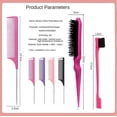 thumbnail image 1 of Hair Styling Comb Set 3 Piece Kit with Rat Tail Comb, Teasing Brush and Edge Brush for Precise Styling, 1 of 4