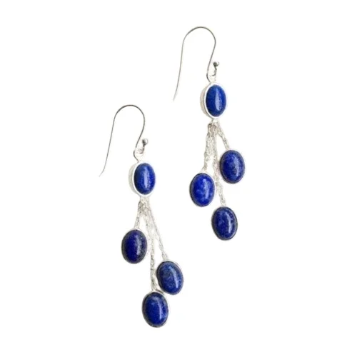 Gemifyer 925 Sterling Silver Earrings with Lapis Lazuli Stones for Women Handmade Dangle Cascade Jewelry Gift