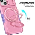 thumbnail image 2 of for iPhone 13 Case with Camera Sliding Cover, [Compatible with MagSafe] with Magnetic Ring Kickstand, Military Grade Heavy Duty Protection Phone Case for iPhone 13, Pink, 2 of 10