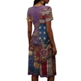 thumbnail image 5 of Womens 4th Of July Dresses Trendy Midi Usa Flag Dresses A Line Short Sleeve Summer Party Vacation Dresses, 5 of 5