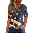 thumbnail image 4 of XWSHYW Fashion American Stars Stripes Short Sleeve Tee Loose Fit V Neck USA Flag Patriotic T Shirt Gift for Best Friend Wife Sister Mother, 4 of 5