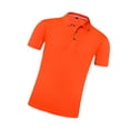 thumbnail image 3 of Camisa de manga corta para hombre, elástica, de color puro, transpirable, que absorbe la humedad, corte ajustado, secado rápido, color naranja, talla XXXXL, 3 of 12