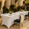 thumbnail image 7 of White Classic Stretch Spandex Table Covers 6FT, Pack of 2 Fitted Tablecloths for Rectangle Tables, Stretchy Wrinkle Resistant Folding Table Cover, White, 7 of 7
