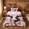 thumbnail image 2 of Erosebridal Kawaii Highland Cow Twin Bedding for Kids Girls, Pink Bow Hearts Flower Duvet Cover Set, Reversible 2pcs 1 Duvet Cover and 1 Pillowcase (No Comforter), 2 of 5