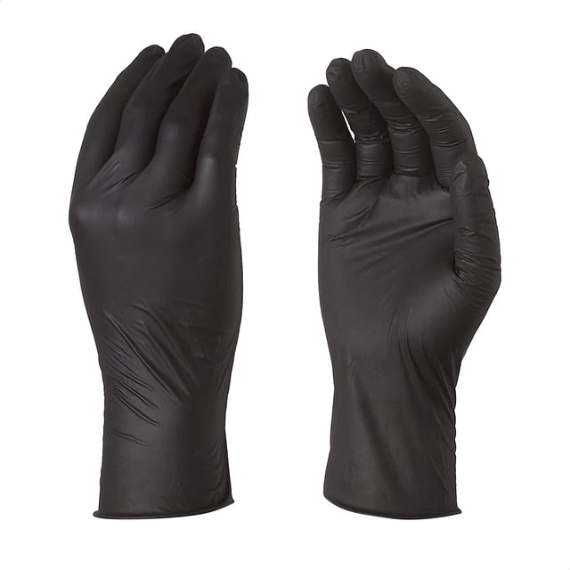 Disposable Sensitive Black Nitrile Gloves, Powder Free, Box of 100, Size M