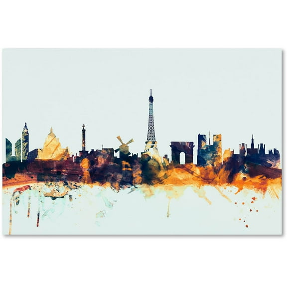 Trademark Fine Art "Paris France Skyline Blue" Canvas Art by Michael Tompsett