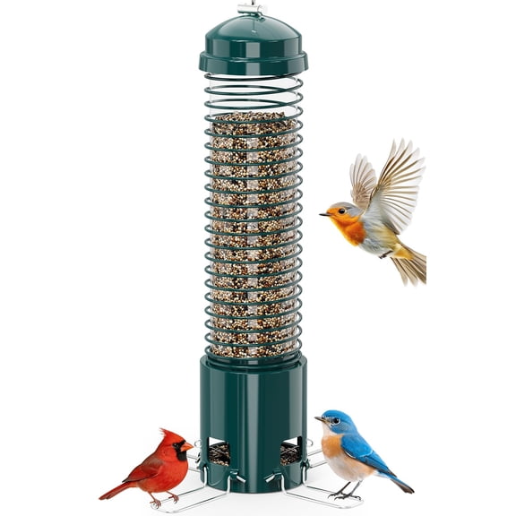 Squirrel‑Proof Hanging Metal Bird Feeder, 3.6LB Large Seed Capacity Weather‑Resistant Wild Bird Feeder for Outdoor Backyard