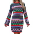 thumbnail image 2 of mtvxesu Dresses for Femmes, Mode Femmes Décontracté Col Rond Manches Longues Robe Ample Tricotée Blouse Pull Tops Midi Dresses, 2 of 9