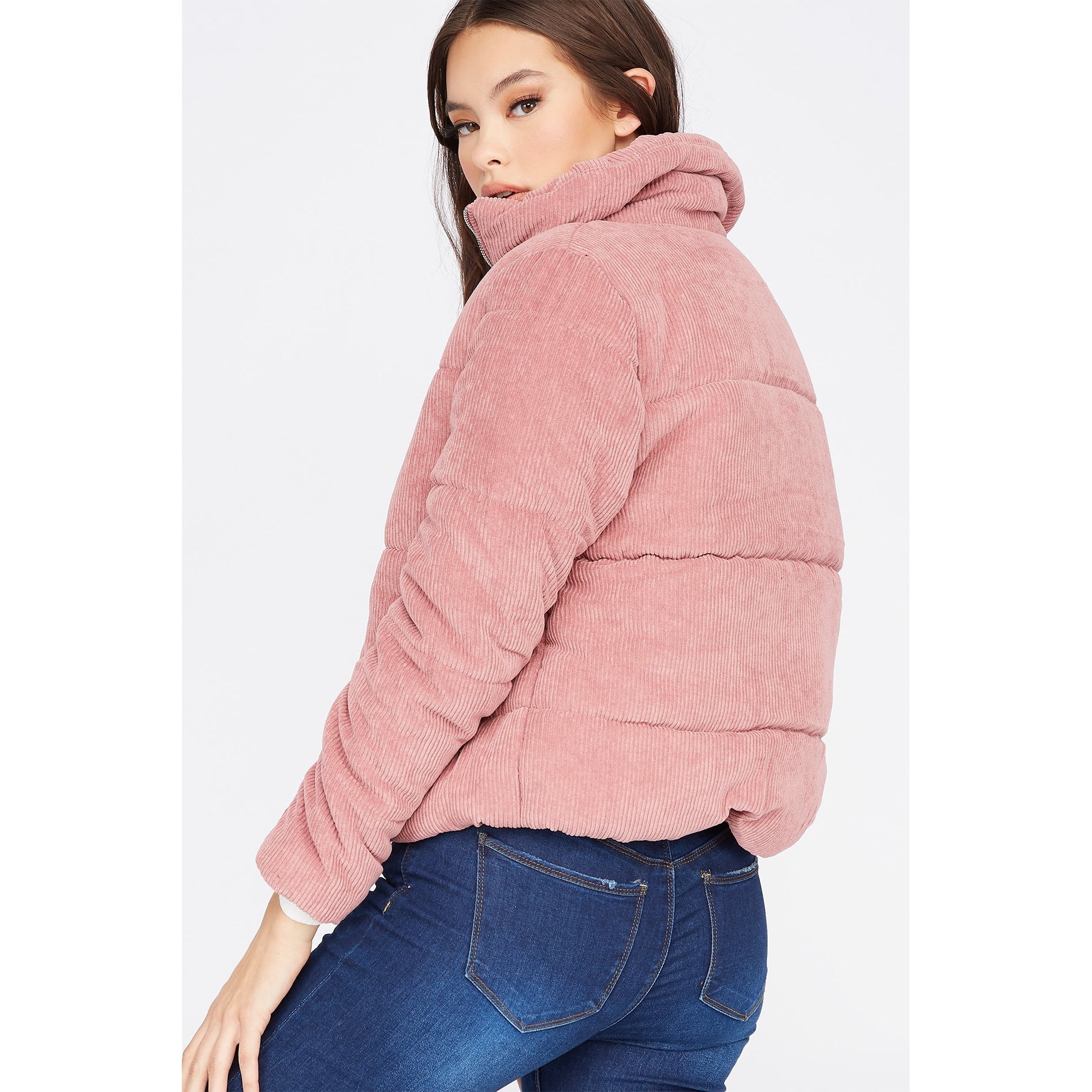 Urban Planet Women s Corduroy Puffer Zip Up Jacket Walmart