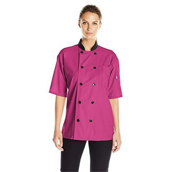 Vtex 0494-6804 Uncommon Threads Womens Havana Chef Coat SS Mesh, Berry - Large