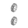 thumbnail image 2 of Guardurnaity Anillo de banda grabado, disfraz de boda, fiesta, nudillo estético, joyería para hombres, novios, accesorios de oficina, tamaño Type2 NO2, 2 of 6