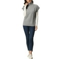 thumbnail image 2 of INSPIRE CHIC Women's Sweater Solid Color Turtleneck Vest Cap Sleeve Pullover Cable Knit Sweaters M Grey, 2 of 6