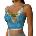 thumbnail image 2 of Xecao Earth View World Map for Sports Bra with Removable Pads, Crop Tank Top Design, Women's Longline Sports Bra - Non-Wired - XX-Large, 2 of 9