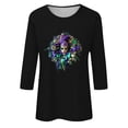thumbnail image 4 of YUGYXL Casual 3/4 Sleeve Tshirts for Women Mardi Gras Carnival Colorful Printed Clothes Summer Crew Neck Lightweight Tunic Shirts Party Basic Fit Tees Sales, 4 of 5