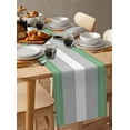 thumbnail image 6 of Green Grey Stripe Table Runner 70 Inches, Modern Art Horizontal Striped Bed Runner Dresser Scarves Tabletop for Indoor Outdoor Parties/Ceremony/Banquet, 13" x 70", 6 of 8