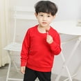 thumbnail image 4 of EnJoCho Little Children Long Blouse Toddler Boys Girls Solid Color Long Sleeve Round Neck Pullover Sweatshirt Threaded Neckline, 4 of 5
