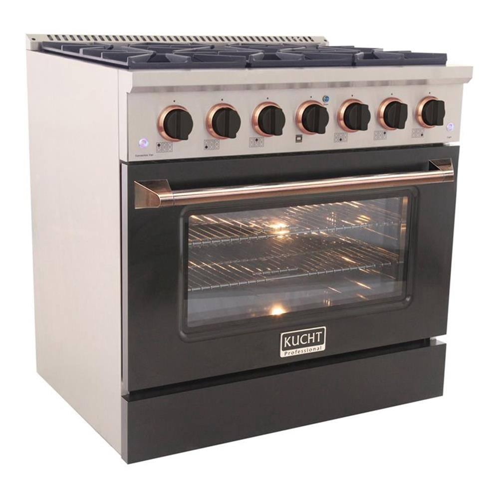 Pemberly Row 36" Stainless Steel Natural Gas Range in Silver/Rose Gold