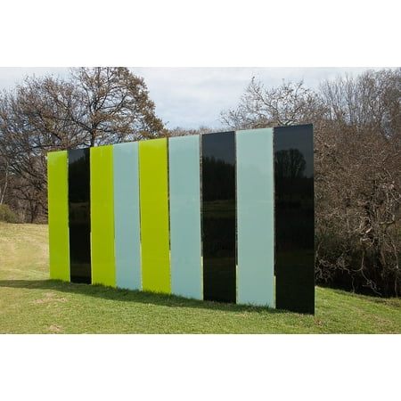 10' 22' Flat Panels - Canvas Print Cyan Wall Black Flat Sculpture Green Panels Stretched Canvas 10 x 14